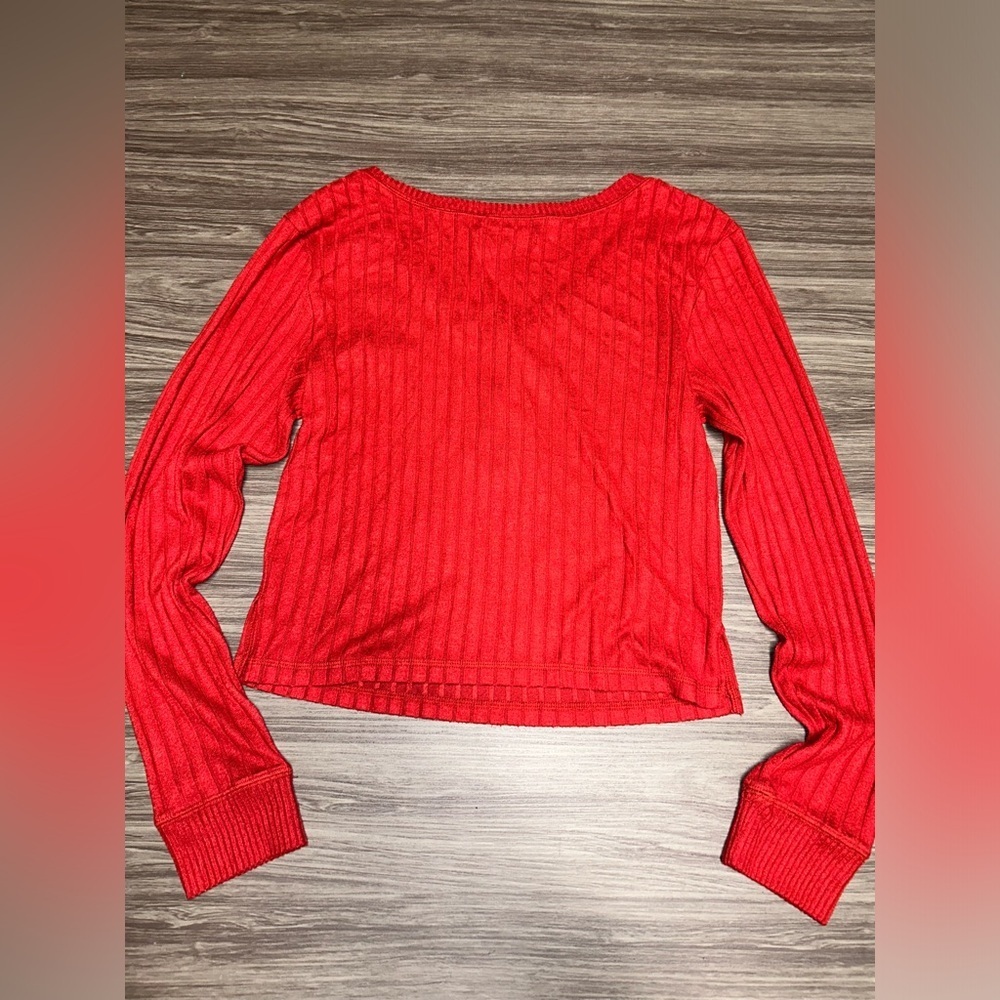 A&F Red Knit Crop Button Down Cardigan Sweater - Size Medium - Picture 5 of 5